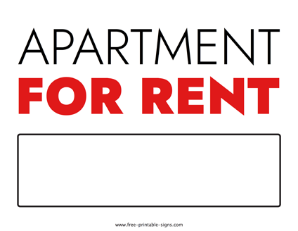Apartment for Rent Sign