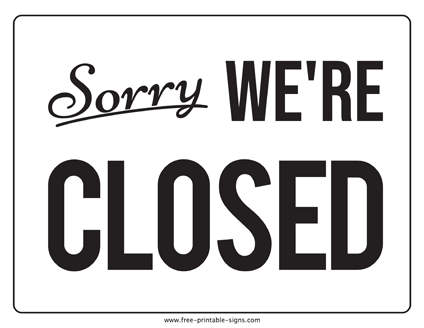 Closed Sign Template