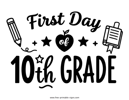 First Day of Tenth Grade Sign