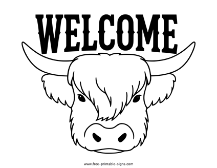 Highland Cow Welcome Sign