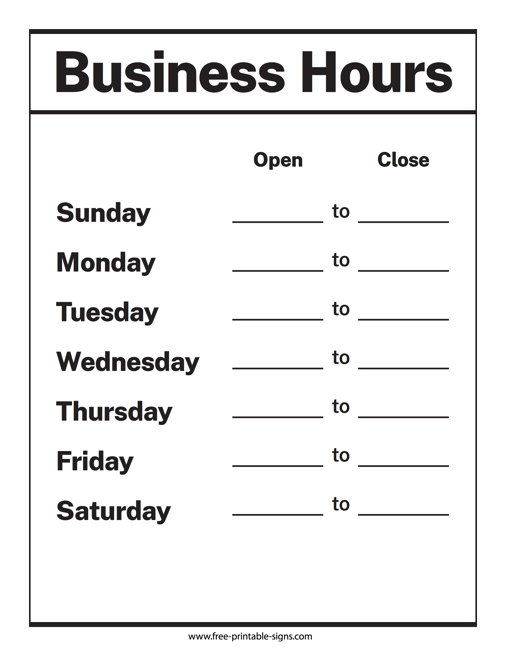 Free Printable Business Signs