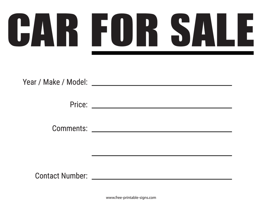 Printable For Sale Sign