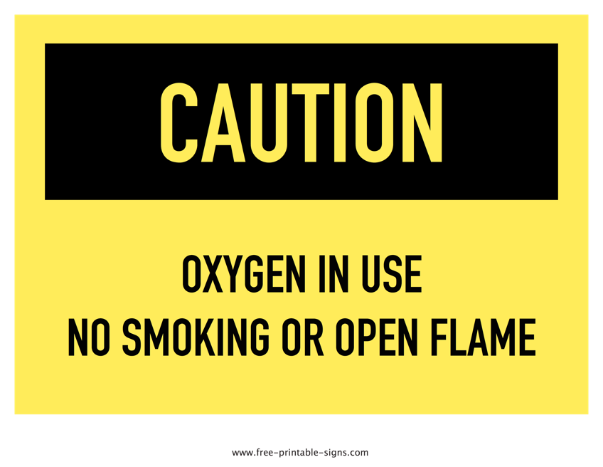 Oxygen In Use Sign Printable Printable World Holiday