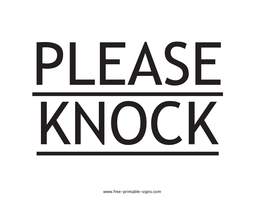 Printable Please Knock Sign Printable World Holiday