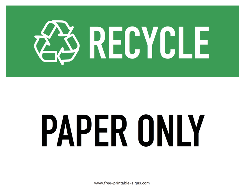 recycle paper signs printable