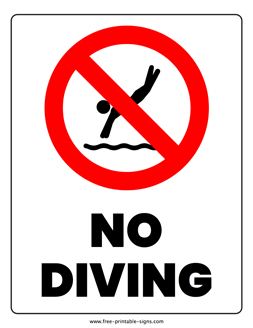 No Diving Sign