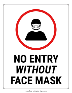 No Entry Without Face Mask Sign