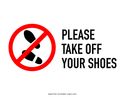 Please Take Off Your Shoes Sign