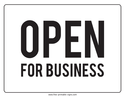 Open For Business Sign