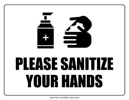 printable please sanitize your hands sign free printable signs