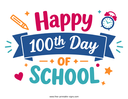 Printable 100th Day of School PDF