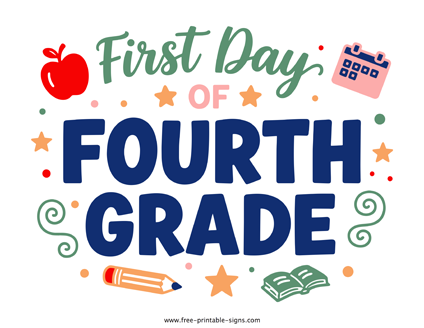 Printable First Day of Fourth Grade PDF