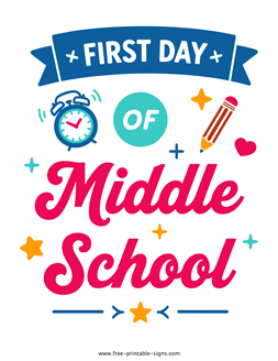 Printable First Day of Middle School PDF