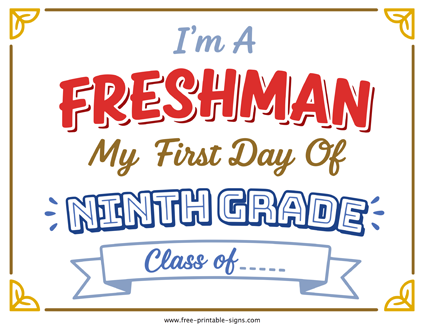 Printable First Day of Ninth Grade PDF