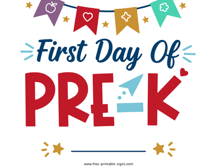 Printable First Day of Pre K PDF