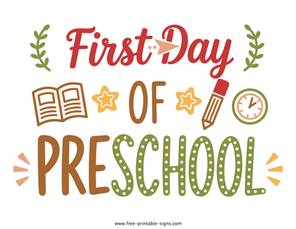 Printable First Day of Preschool PDF