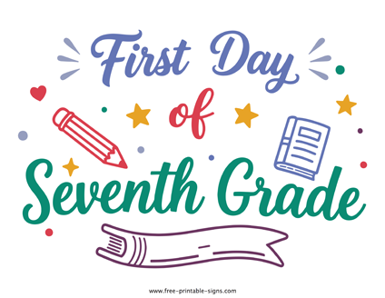 Printable First Day of Seventh Grade PDF