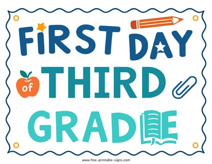 Printable First Day of Third Grade PDF