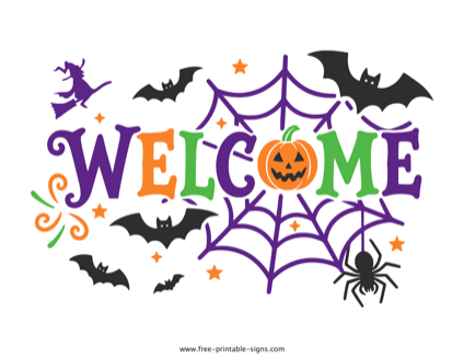 Printable Halloween Welcome Sign PDF