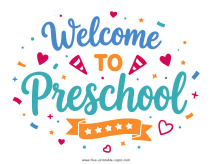 Printable Welcome to Preschool Sign PDF