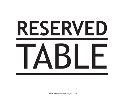 Reserved Table Sign