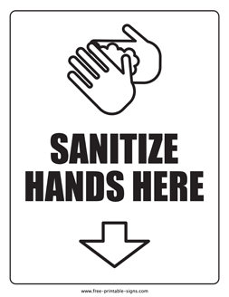 Printable Sanitize Hands Sign – Free Printable Signs
