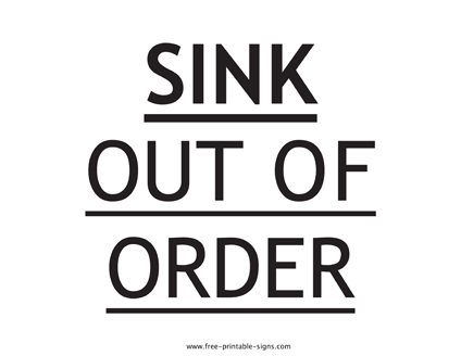 Sink Out of Order Sign