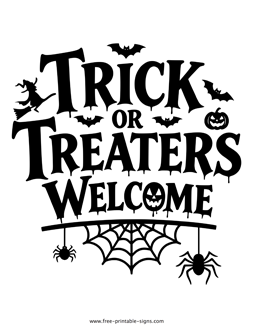 Trick or Treaters Welcome Sign