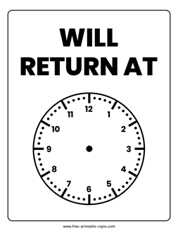 Will Return Sign