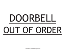 Doorbell Out of Order Sign
