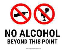 No Alcohol Beyond This Point Sign