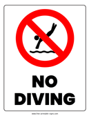 No Diving Sign