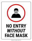 No Entry Without Face Mask Sign