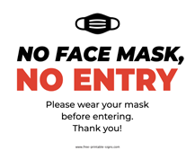 No Face Mask No Entry Sign