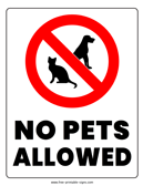 No Pets Allowed Sign