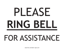Please Ring Bell For Assistance Sign