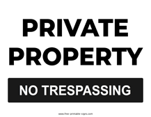 Private Property No Trespassing Sign