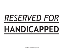 Reserved for Handicapped
