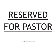 Reserved for Pastor