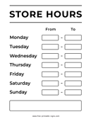 Store Hours Sign