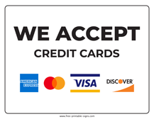 We Accept Credit Cards Sign